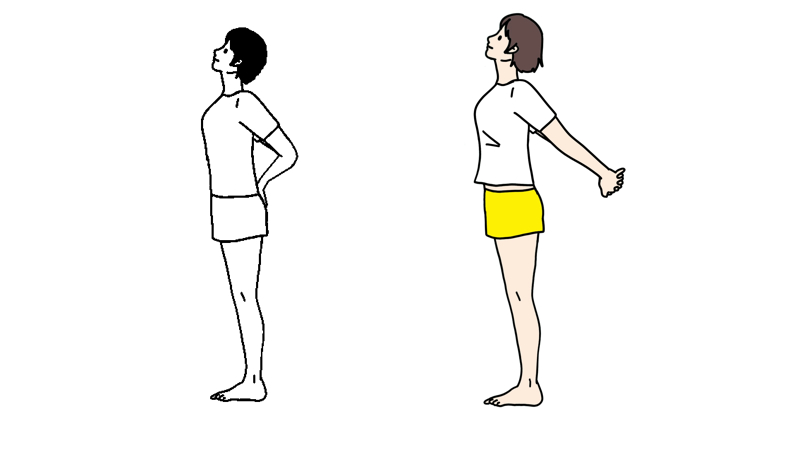 簡単長生き健康体操の胸張りストレッチのイラスト
