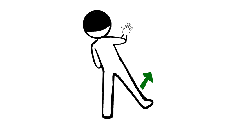 足を左右に上げるストレッチのイラスト