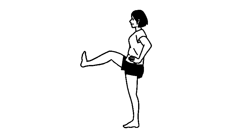 片足を前方に伸ばして交互に上げるトレーニングのイラスト