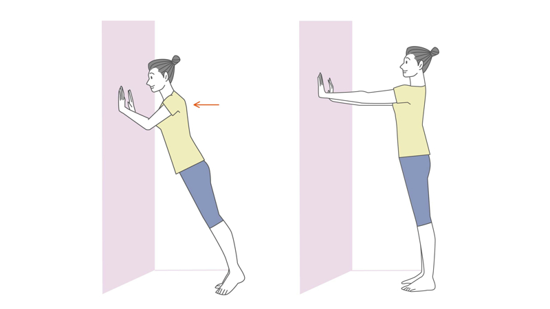 両手壁腕立てふせトレーニングのイラスト